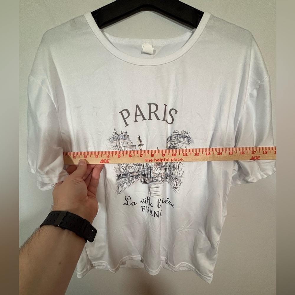Paris Graphic Tee La Ville Lumière France White Short Sleeve Shirt L - Picture 6 of 8